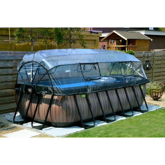 EXIT Black Leather pool 13ft x 6.6ft x 39in with sand filter pump and dome - black