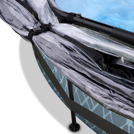 EXIT Stone pool 12ft x 30in with filter pump and dome - grey