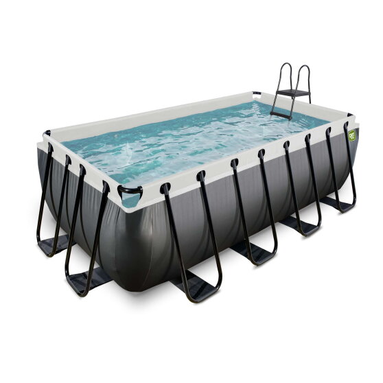 EXIT Black Leather pool 13ft x 6.6ft x 48in with sand filter pump - black
