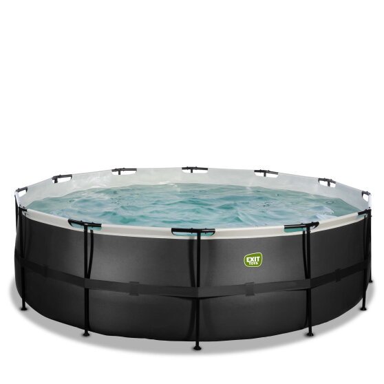 EXIT Black Leather pool 15ft x 48in with sand filter pump - black