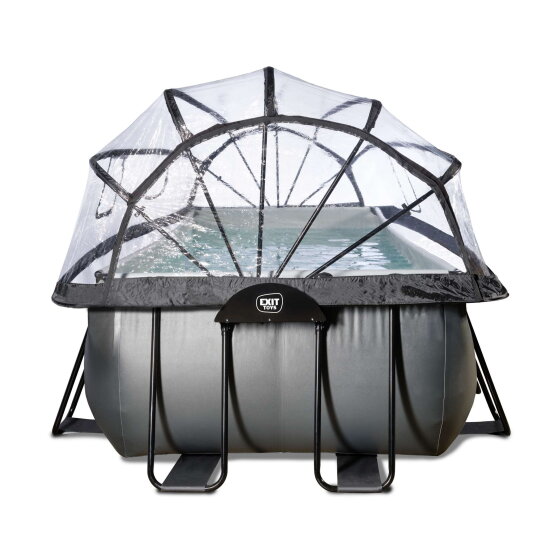 EXIT Black Leather pool 13ft x 6.6ft x 39in with sand filter pump and dome - black