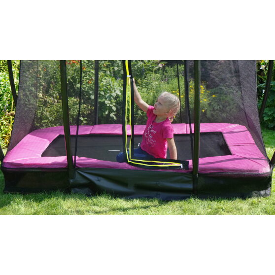 EXIT Silhouette ground trampoline 5x7ft with safety net - pink
