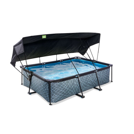 EXIT Stone pool 7ft x 5ft x 25.6in with filter pump and canopy - grey