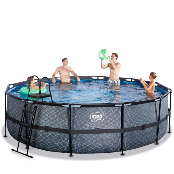 EXIT Stone pool 16ft x 48in with sand filter pump - grey