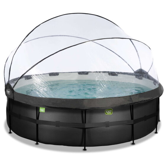 EXIT Black Leather pool 15ft x 48in with sand filter pump and dome - black