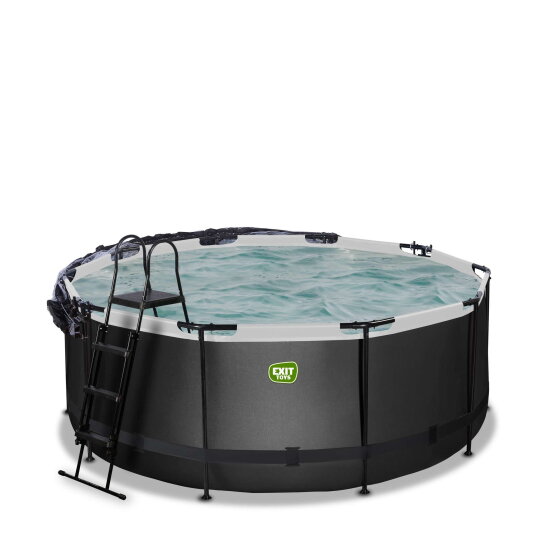 EXIT Black Leather pool 12ft x 48in with sand filter pump and dome - black