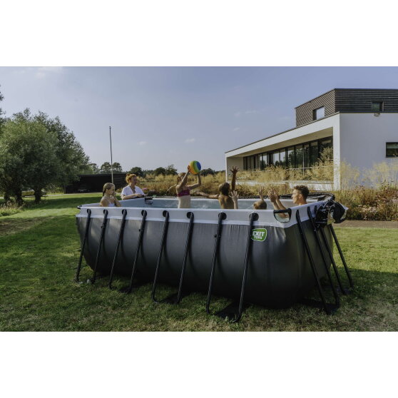 EXIT Black Leather pool 13ft x 6.6ft x 48in with sand filter pump - black
