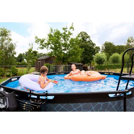 EXIT Stone pool 12ft x 48in with sand filter pump - grey