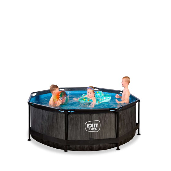 EXIT Black Wood pool 8ft x 30in with filter pump - black