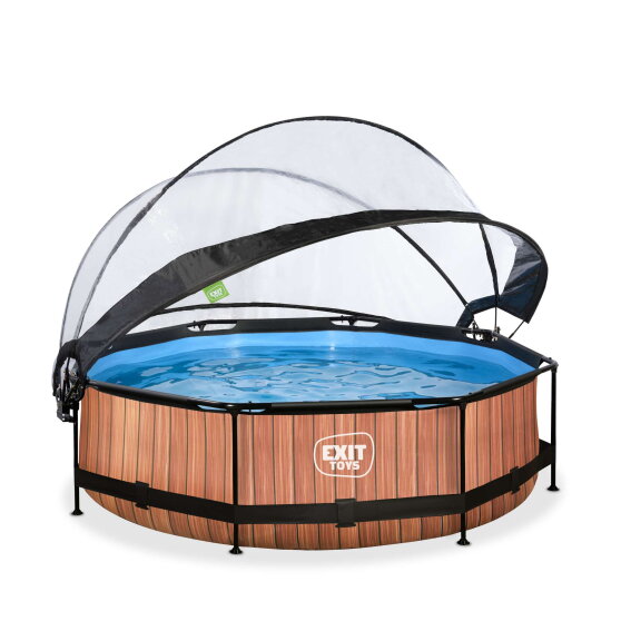 EXIT Wood Pool 10 ftx30in with Filter Pump & Dome - Brown