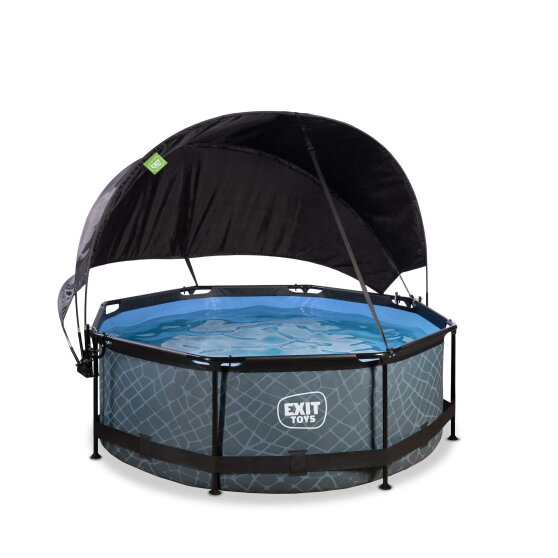 EXIT Stone pool 8ft x 30in with filter pump and canopy - grey