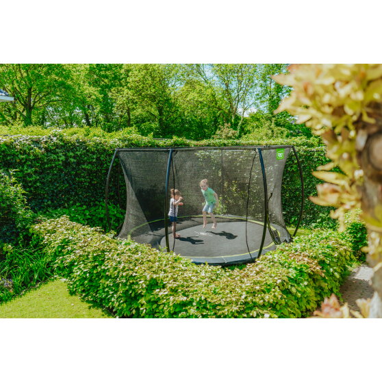 EXIT Silhouette ground trampoline 14ft with safety net - black