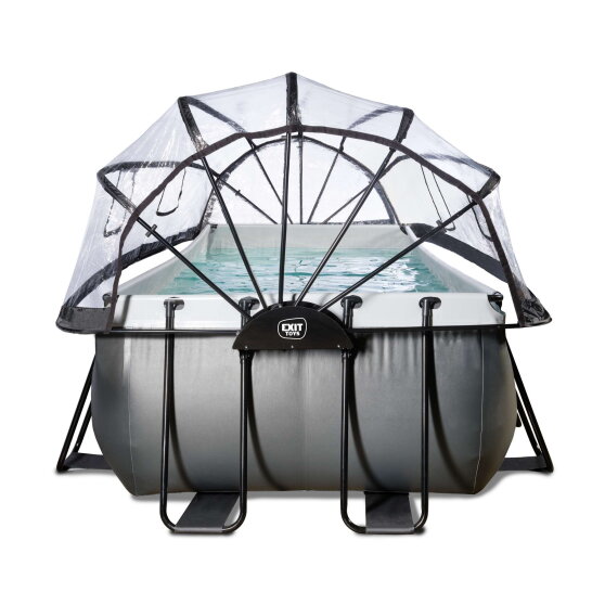EXIT Black Leather pool 13ft x 6.6ft x 48in with sand filter pump and dome - black