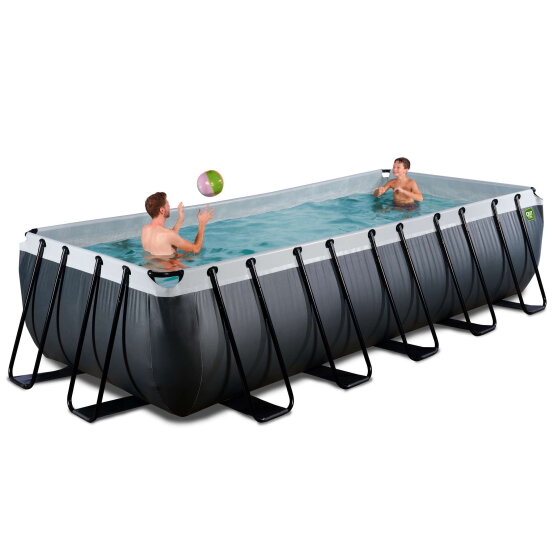 EXIT Black Leather pool 18ft x 8ft x 48in with sand filter pump - black
