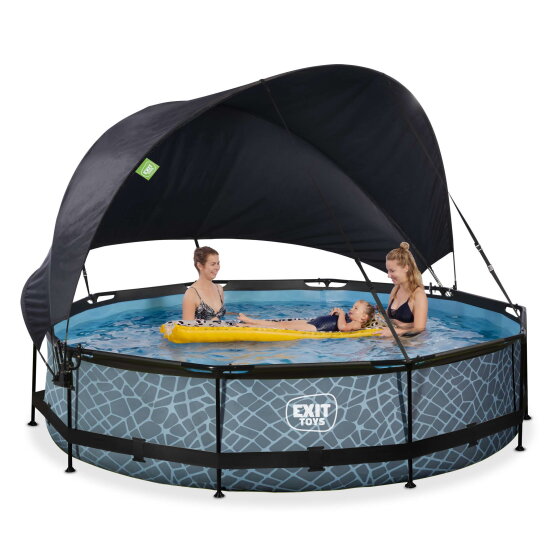EXIT Stone pool 12ft x 30in with filter pump and canopy - grey
