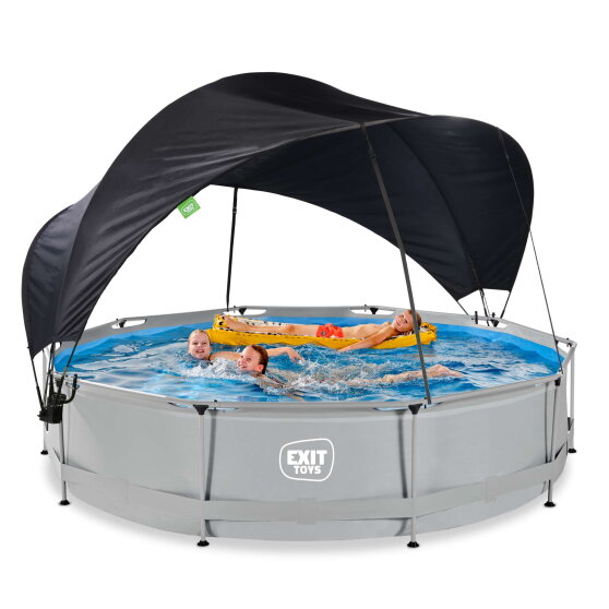 EXIT Soft Grey Pool 12ftx30in with Pump & Canopy - Grey