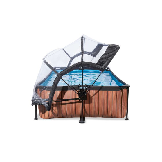EXIT Wood Pool 7.2x4.9x2.1ft with Filter & Dome - Brown