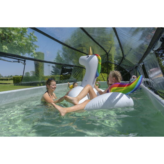 EXIT Black Leather pool 18ft x 8ft x 48in with sand filter pump and dome - black