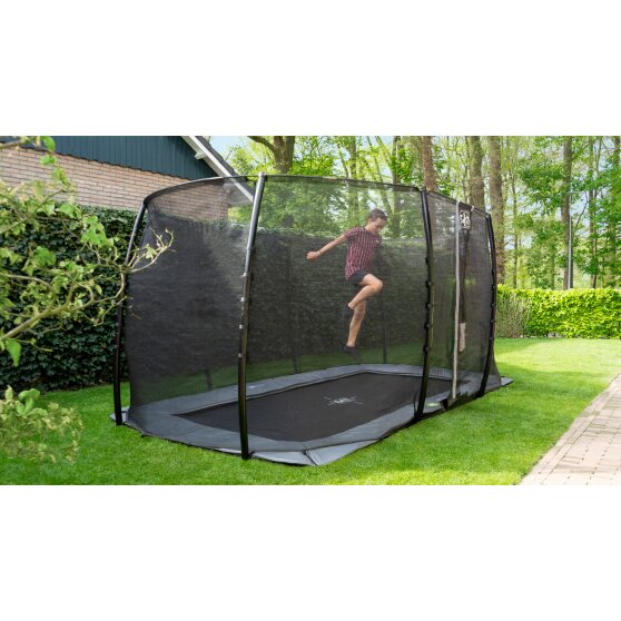 InTerra ground level trampoline 244x427cm with safety net - | EXIT Toys