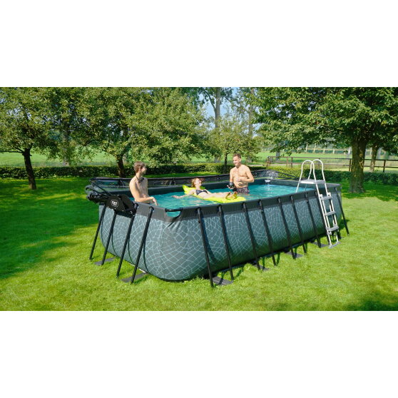 EXIT Wood pool 18ft x 8ft x 48in with sand filter pump and dome - brown