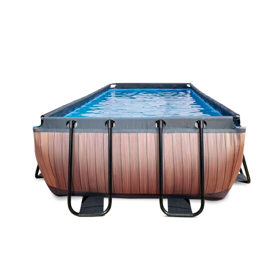 EXIT Wood pool 13ft x 6.6ft x 39in with sand filter pump - brown