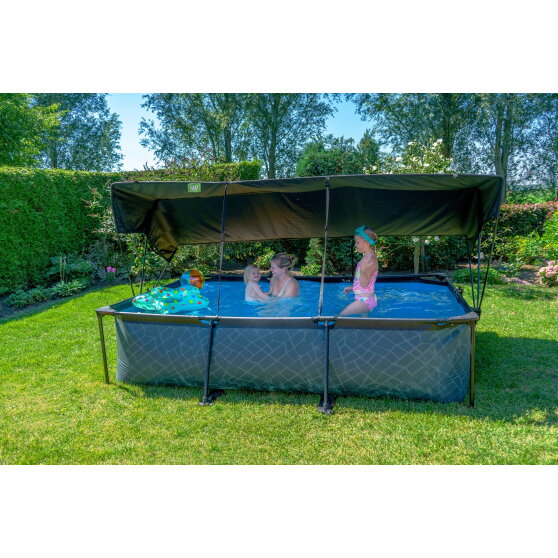 EXIT Lime pool 10ft x 6.6ft x 25.6in with filter pump and canopy - green