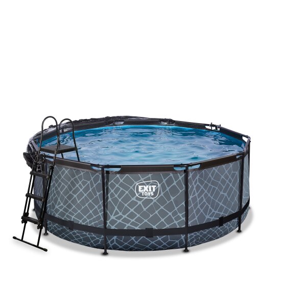 EXIT Stone pool ø360x122cm with sand filter pump and dome - grey