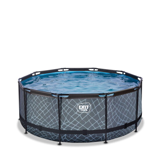 EXIT Stone pool 12ft x 48in with sand filter pump - grey