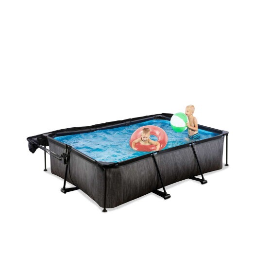 EXIT Black Wood pool 7ft x 5ft x 25.6in with filter pump and canopy - black