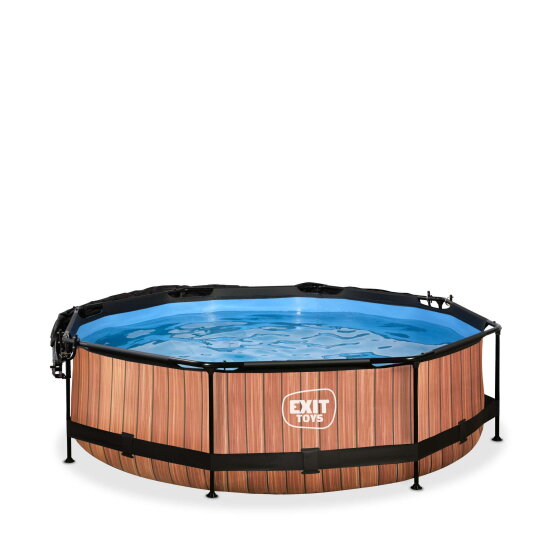 EXIT Wood pool 10ft x 30in with filter pump and canopy - brown