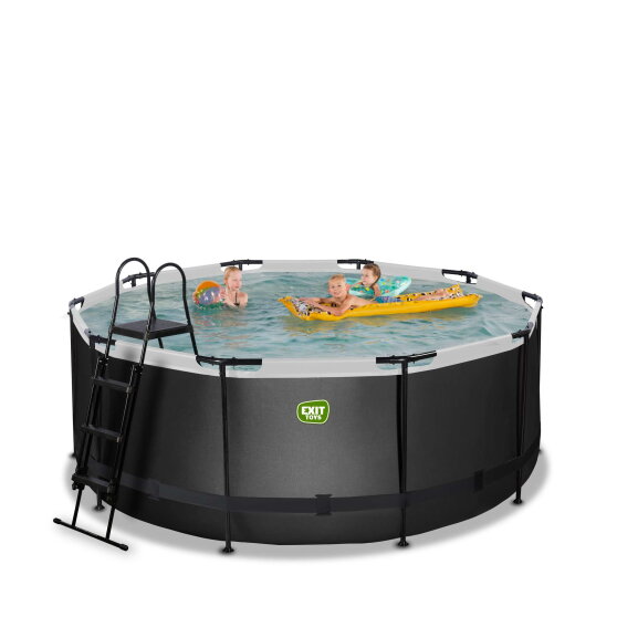 EXIT Black Leather pool 12ft x 48in with sand filter pump - black