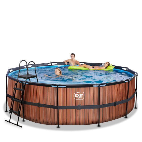 EXIT Wood pool 15ft x 48in with sand filter pump - brown