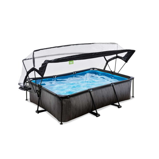 EXIT Black Wood pool 7ft x 5ft x 25.6in with filter pump and dome - black