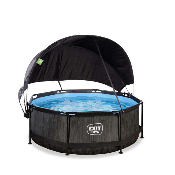 EXIT Black Wood pool 8ft x 30in with filter pump and canopy - black