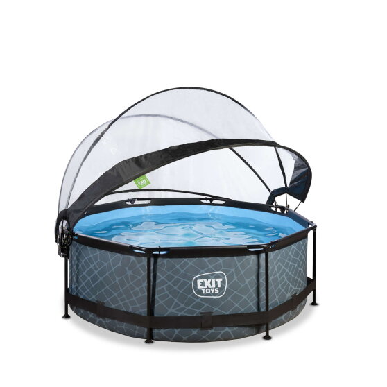 EXIT Stone pool 8ft x 30in with filter pump and dome - grey