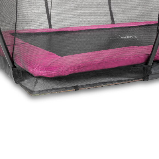 EXIT Silhouette ground trampoline 7x10ft with safety net - pink