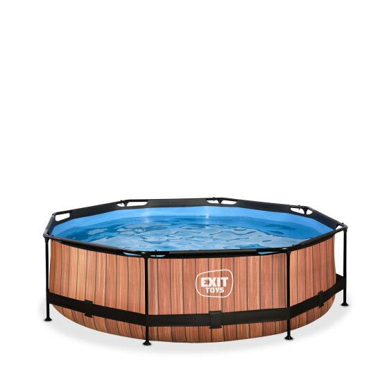EXIT Wood pool 10ft x 30in with filter pump - brown