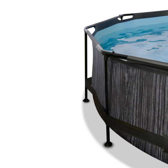 EXIT Black Wood pool 8ft x 30in with filter pump and canopy - black
