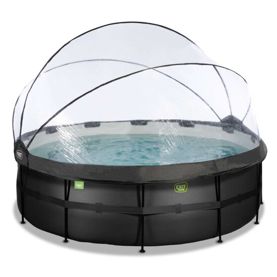 EXIT Black Leather pool 14ft x 48in with sand filter pump and dome - black