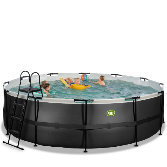 EXIT Black Leather pool 16ft x 48in with sand filter pump - black