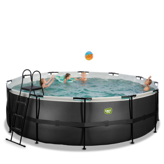 EXIT Black Leather pool 15ft x 48in with sand filter pump - black
