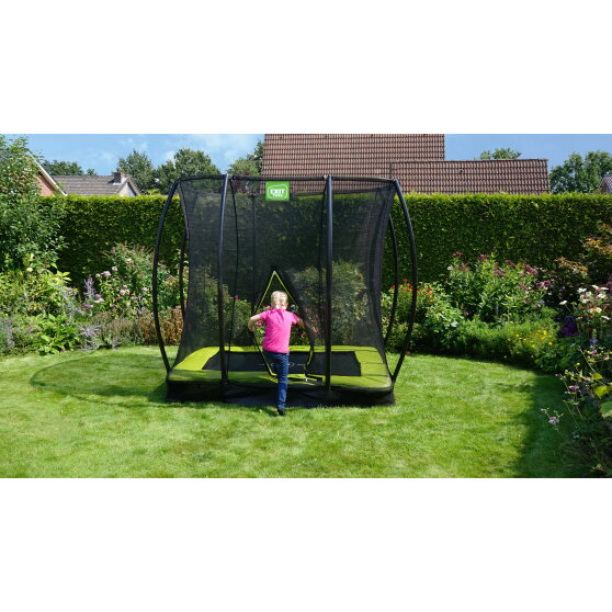 EXIT Silhouette ground trampoline 5x7ft with safety net - green