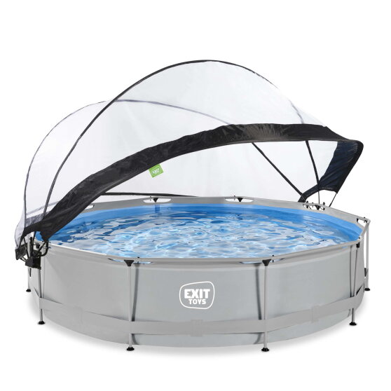 EXIT Soft Grey pool 12ft x 30in with filter pump and dome - grey