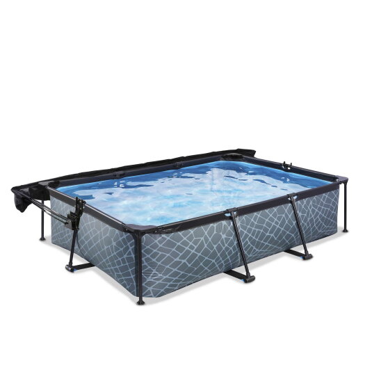 EXIT Stone pool 10ft x 6.6ft x 25.6in with filter pump and canopy - grey