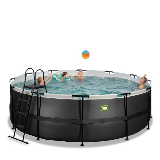 EXIT Black Leather pool 14ft x 48in with sand filter pump - black