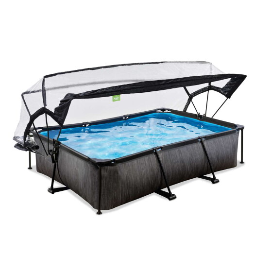 EXIT Black Wood pool 10ft x 6.6ft x 25.6in with filter pump and dome - black