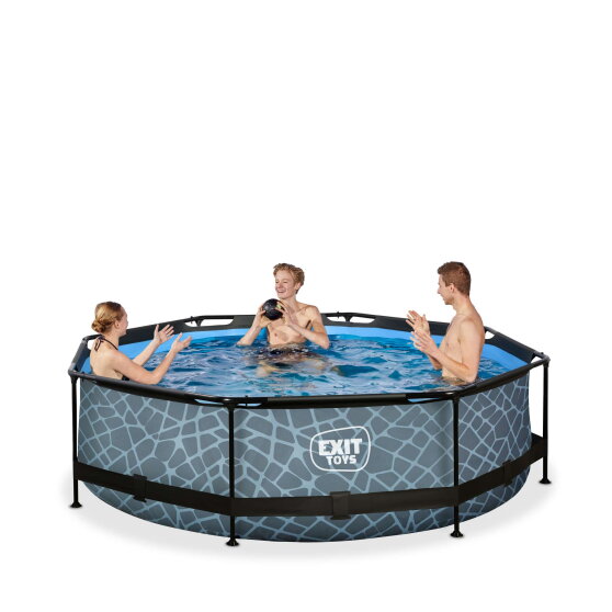 EXIT Stone pool 10ft x 30in with filter pump - grey