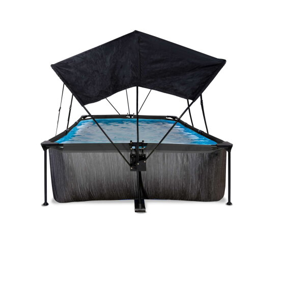 EXIT Black Wood pool 10ft x 6.6ft x 25.6in with filter pump and canopy - black