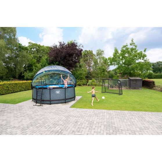 EXIT Black Leather pool 12ft x 48in with sand filter pump and dome - black