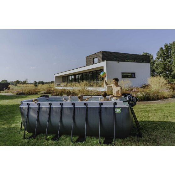 EXIT Black Leather pool 13ft x 6.6ft x 48in with sand filter pump - black